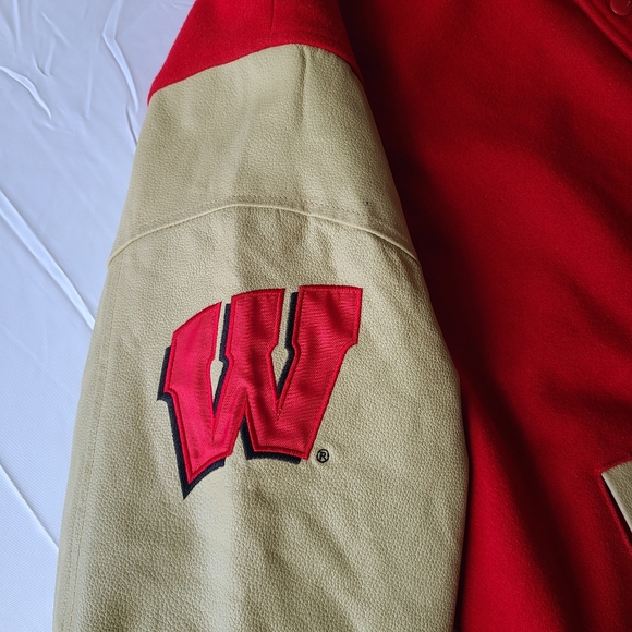 Vtg Wisconsin Badgers Leather Wool Letterman Varsity Bomber Jacket Bucky Coat XL - Picture 6 of 16
